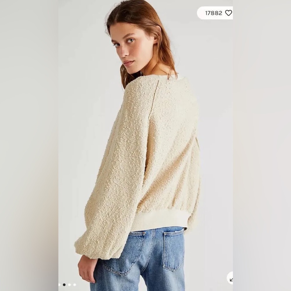 Free People Found My Friend Pullover Cream Oversized Sweater XS - Picture 9 of 16